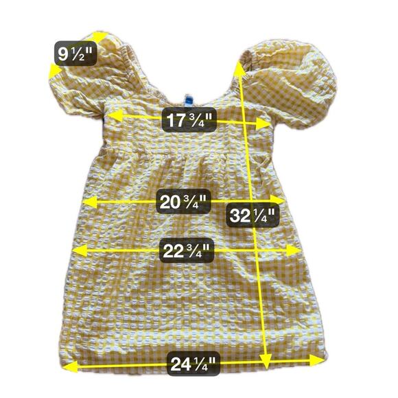Old Navy Dress Large Yellow Gingham Seersucker Milkmaid Country Cottage Western - Picture 7 of 7